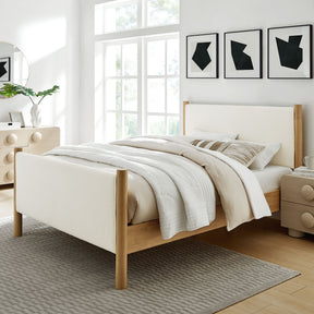 Maven Feather Oak King Size Boucle Upholstered Platform Bed - Ornate Home