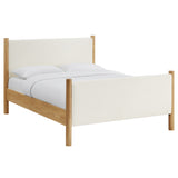 Maven Feather Oak King Size Boucle Upholstered Platform Bed - Ornate Home