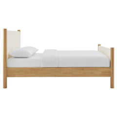 Maven Feather Oak King Size Boucle Upholstered Platform Bed - Ornate Home