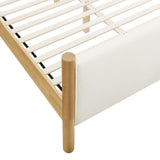 Maven Feather Oak King Size Boucle Upholstered Platform Bed - Ornate Home