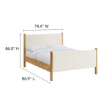 Maven Feather Oak King Size Boucle Upholstered Platform Bed - Ornate Home