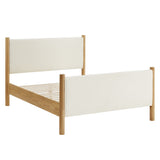 Maven Feather Oak Queen Size Boucle Upholstered Platform Bed - Ornate Home