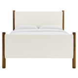 Maven Feather Walnut King Size Boucle Upholstered Platform Bed - Ornate Home
