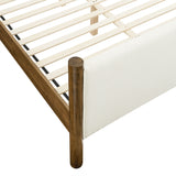 Maven Feather Walnut King Size Boucle Upholstered Platform Bed - Ornate Home