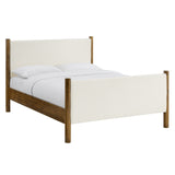 Maven Feather Walnut King Size Boucle Upholstered Platform Bed - Ornate Home