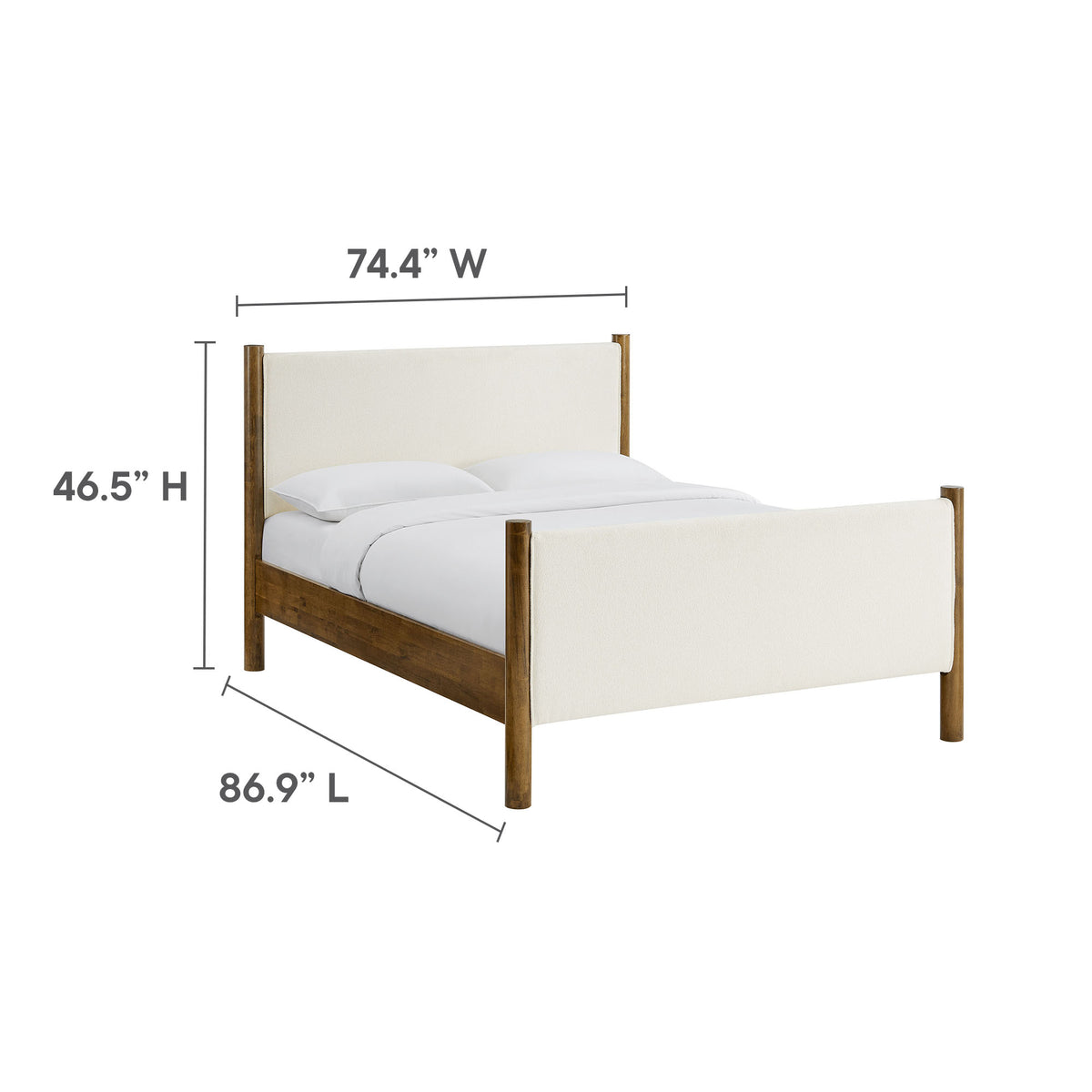 Maven Feather Walnut King Size Boucle Upholstered Platform Bed - Ornate Home