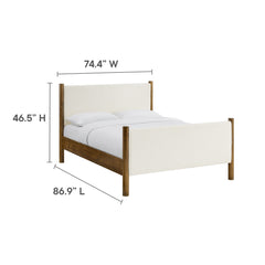 Maven Feather Walnut King Size Boucle Upholstered Platform Bed - Ornate Home