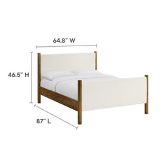 Maven Feather Walnut Queen Size Boucle Upholstered Platform Bed - Ornate Home
