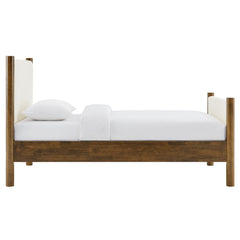 Maven Feather Walnut Twin Size Boucle Upholstered Platform Bed - Ornate Home