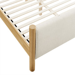 Maven Ivory/Oak Full Size Fabric Upholstered Platform Bed - Ornate Home