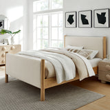 Maven Ivory/Oak King Size Fabric Upholstered Platform Bed - Ornate Home