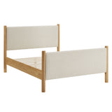 Maven Ivory/Oak King Size Fabric Upholstered Platform Bed - Ornate Home