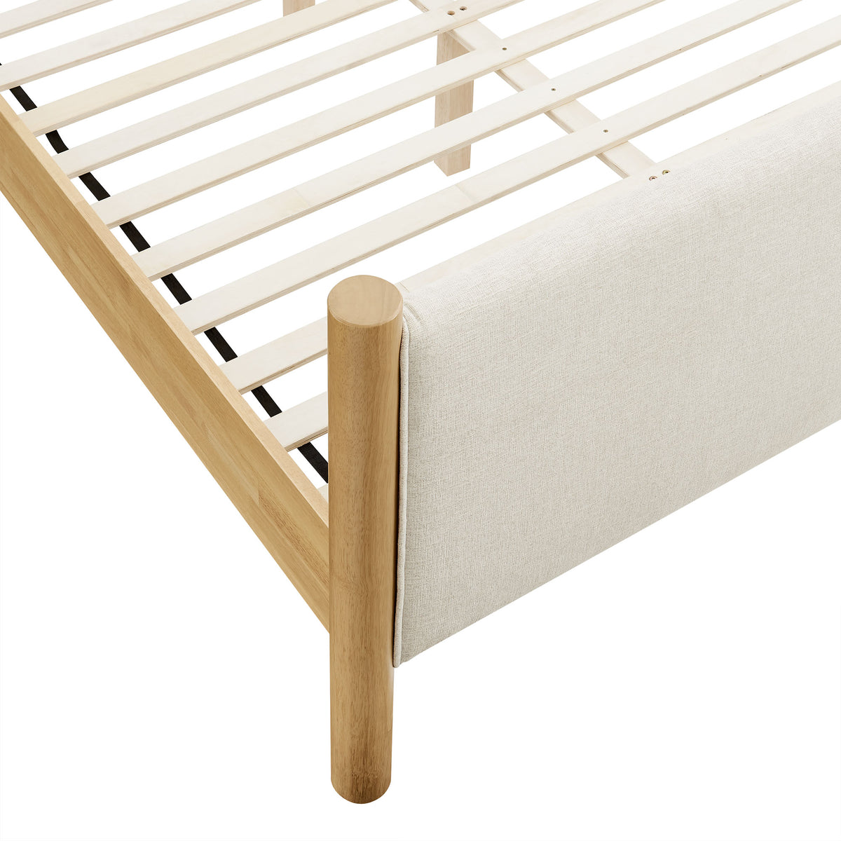 Maven Ivory/Oak King Size Fabric Upholstered Platform Bed - Ornate Home