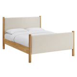 Maven Ivory/Oak King Size Fabric Upholstered Platform Bed - Ornate Home