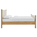 Maven Ivory/Oak Queen Size Fabric Upholstered Platform Bed - Ornate Home