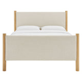 Maven Ivory/Oak Queen Size Fabric Upholstered Platform Bed - Ornate Home