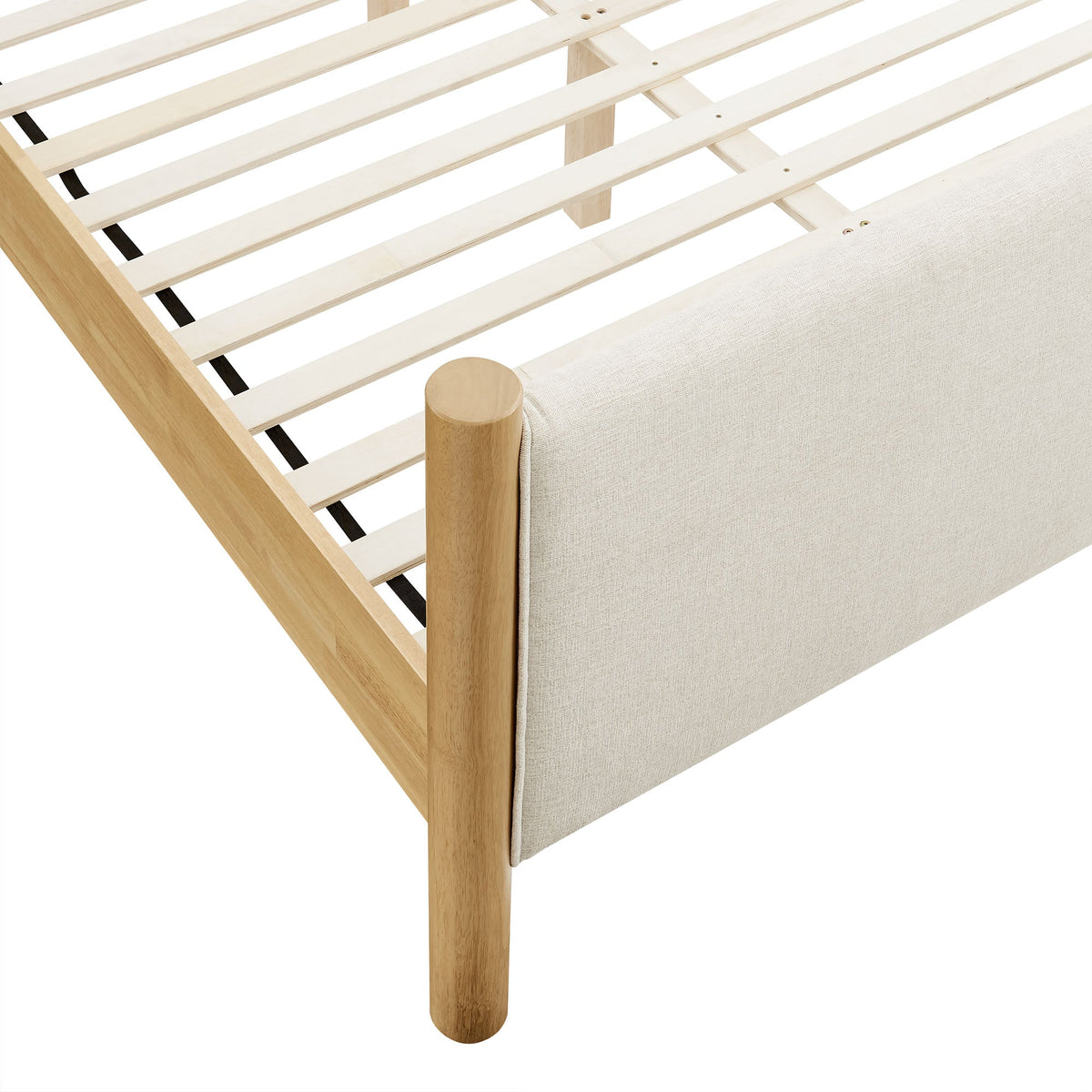 Maven Ivory/Oak Queen Size Fabric Upholstered Platform Bed - Ornate Home