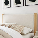 Maven Ivory/Oak Queen Size Fabric Upholstered Platform Bed - Ornate Home