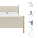 Maven Ivory/Oak Queen Size Fabric Upholstered Platform Bed - Ornate Home