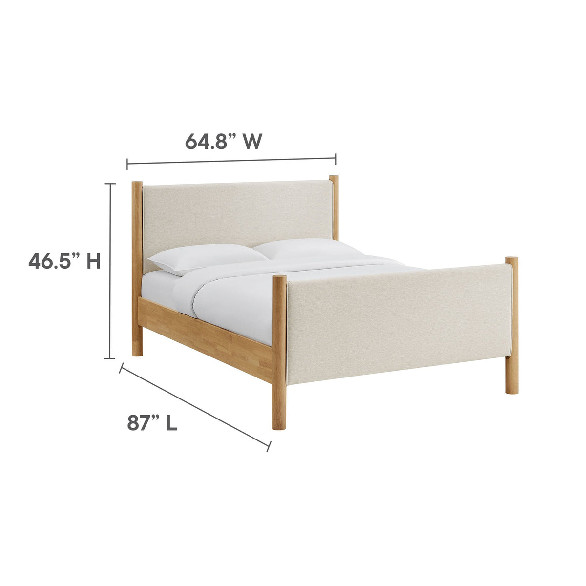 Maven Ivory/Oak Queen Size Fabric Upholstered Platform Bed - Ornate Home