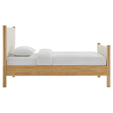Maven Ivory/Oak Twin Size Fabric Upholstered Platform Bed - Ornate Home