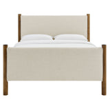 Maven Ivory/Walnut Full Size Fabric Upholstered Platform Bed - Ornate Home