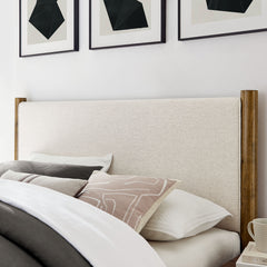 Maven Ivory/Walnut Full Size Fabric Upholstered Platform Bed - Ornate Home