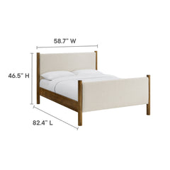 Maven Ivory/Walnut Full Size Fabric Upholstered Platform Bed - Ornate Home
