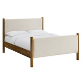 Maven Ivory/Walnut King Size Fabric Upholstered Platform Bed - Ornate Home