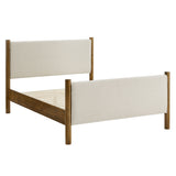 Maven Ivory/Walnut King Size Fabric Upholstered Platform Bed - Ornate Home