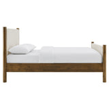 Maven Ivory/Walnut King Size Fabric Upholstered Platform Bed - Ornate Home