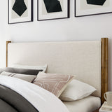 Maven Ivory/Walnut King Size Fabric Upholstered Platform Bed - Ornate Home