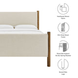 Maven Ivory/Walnut King Size Fabric Upholstered Platform Bed - Ornate Home