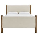 Maven Ivory/Walnut Queen Size Fabric Upholstered Platform Bed - Ornate Home