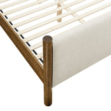 Maven Ivory/Walnut Queen Size Fabric Upholstered Platform Bed - Ornate Home