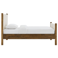 Maven Ivory/Walnut Twin Size Fabric Upholstered Platform Bed - Ornate Home