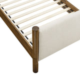 Maven Ivory/Walnut Twin Size Fabric Upholstered Platform Bed - Ornate Home