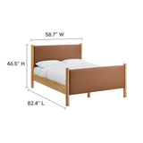 Maven Tan/Oak Full Size Vegan Leather Upholstered Platform Bed - Ornate Home