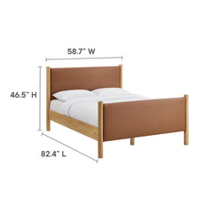 Maven Tan/Oak Full Size Vegan Leather Upholstered Platform Bed - Ornate Home