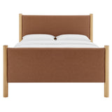 Maven Tan/Oak King Size Vegan Leather Upholstered Platform Bed - Ornate Home