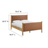 Maven Tan/Oak King Size Vegan Leather Upholstered Platform Bed - Ornate Home