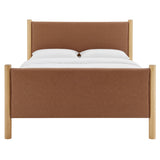 Maven Tan/Oak Queen Size Vegan Leather Upholstered Platform Bed - Ornate Home