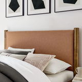 Maven Tan/Walnut Full Size Vegan Leather Upholstered Platform Bed - Ornate Home