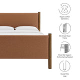 Maven Tan/Walnut Full Size Vegan Leather Upholstered Platform Bed - Ornate Home