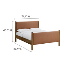 Maven Tan/Walnut King Size Vegan Leather Upholstered Platform Bed - Ornate Home