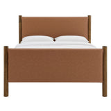 Maven Tan/Walnut Queen Size Vegan Leather Upholstered Platform Bed - Ornate Home