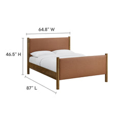 Maven Tan/Walnut Queen Size Vegan Leather Upholstered Platform Bed - Ornate Home