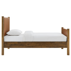 Maven Tan/Walnut Twin Size Vegan Leather Upholstered Platform Bed - Ornate Home