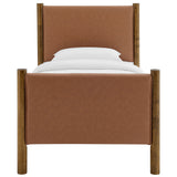 Maven Tan/Walnut Twin Size Vegan Leather Upholstered Platform Bed - Ornate Home