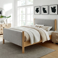 Maven Wheat/Oak Full Size Fabric Upholstered Platform Bed - Ornate Home